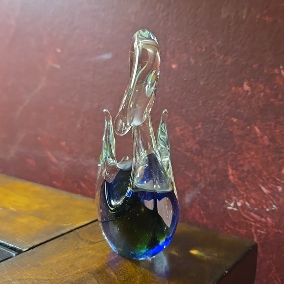 Murano Glass Swan Figurine Blue and Green Art Glass Italy w/o Stickered Tag - Picture 3 of 8